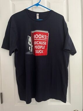 Navy Tee Turtle Graphic Tee - "Books: Because People Suck"